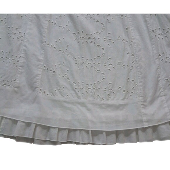 Talbots Skirt Womens XL White Midi Eyelet Ruffle Pull On Prairie Peasant Cottage - Picture 7 of 11